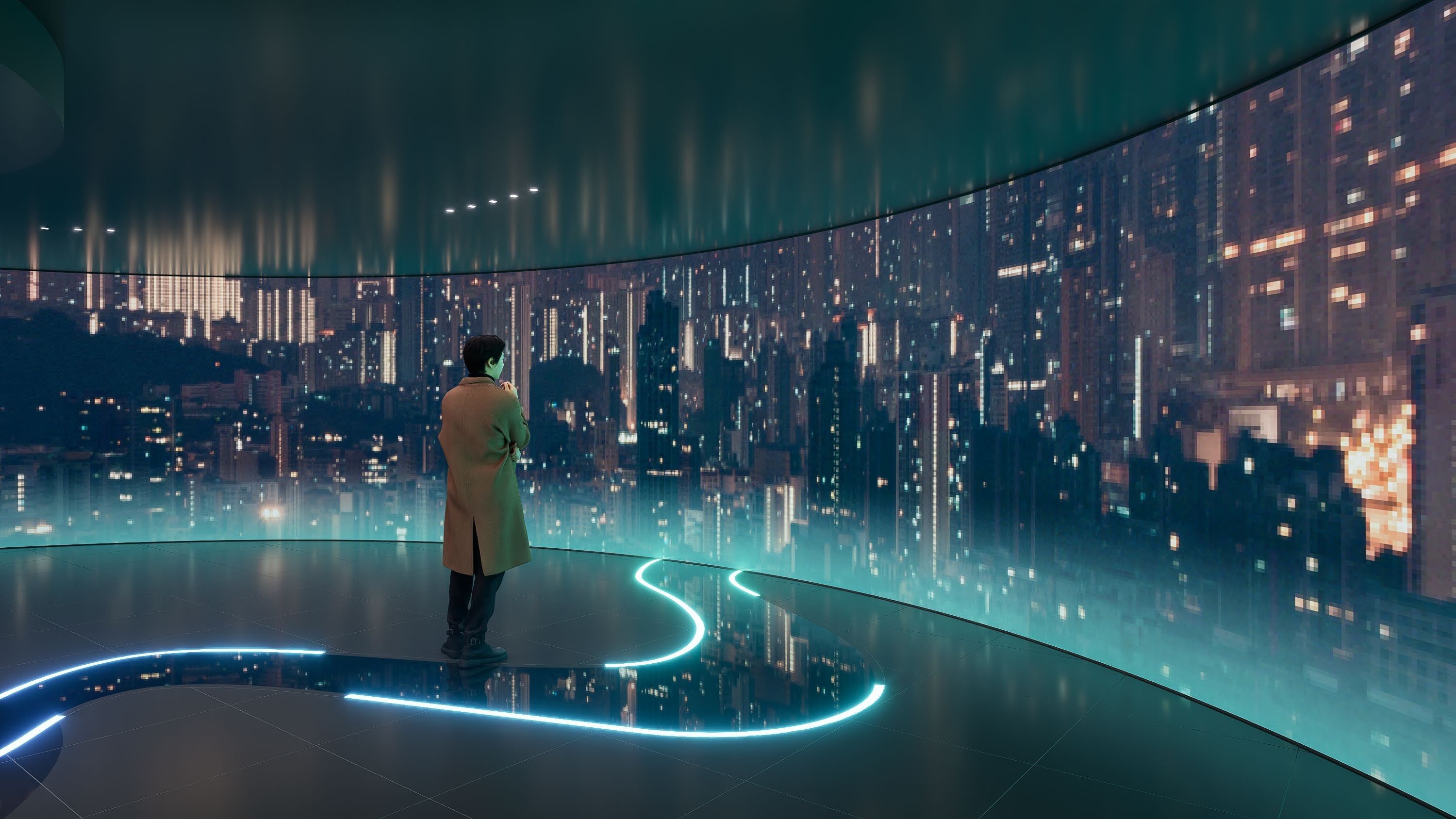 企业展厅设计-巨型弧幕